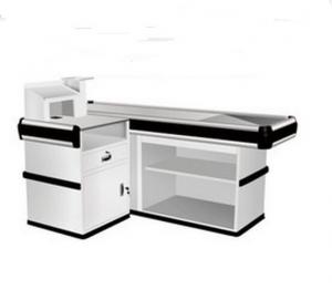 Quality Multi - functional Supermarket Check Out Counter Steel Cashier Desk for sale