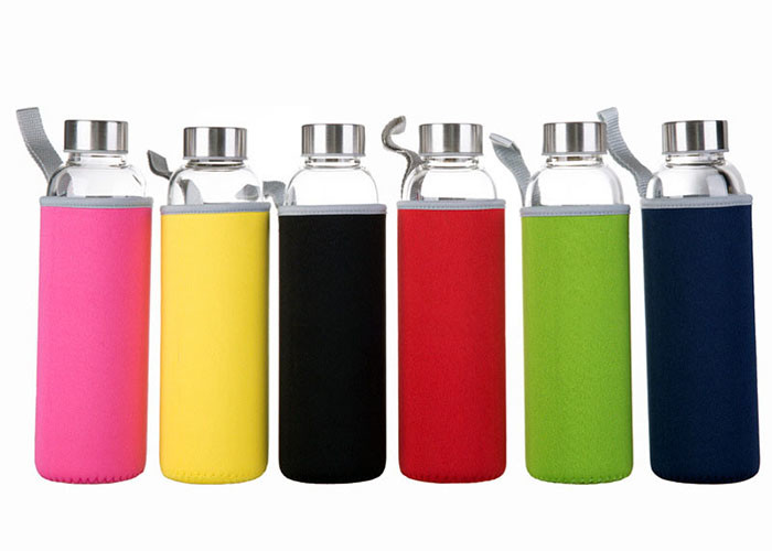 Buy 16 Oz Fancy Unbreakable Glass Water Bottle With Stainless Steel Cap at wholesale prices