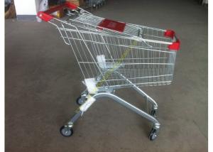 Quality Supermarket Push Cart Retail Grocery Metal Wire Shopping Trolley Cart With Powder Coated for sale