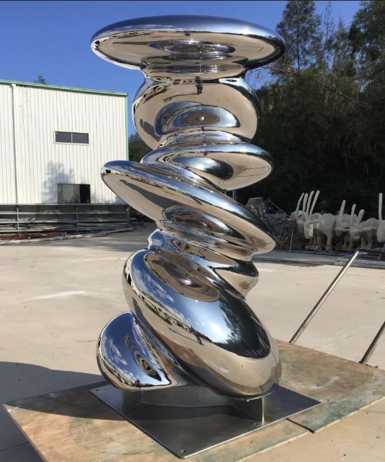 Quality Abstract Large Outdoor Sculpture Simple Design Mirror Polished Garden Decoration for sale