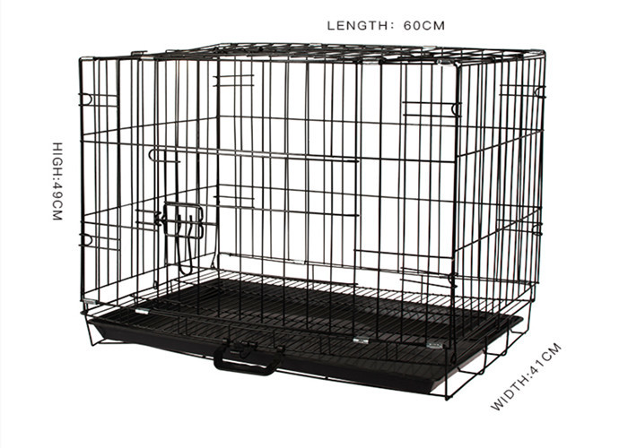 Stainless Steel Foldable Pet Cage Collapsible Metal Pet Crate With Removable Tray