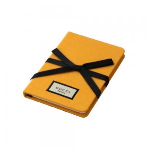 Quality 144 Line Ruled Pages Hardcover Notebook Yellow With Ribbon Bow Closure for sale