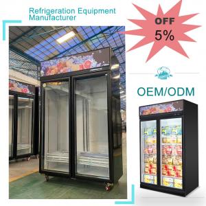 Quality Vertical Supermarkets Double Glass Door Display Freezer Chiller For Beer And Drink for sale