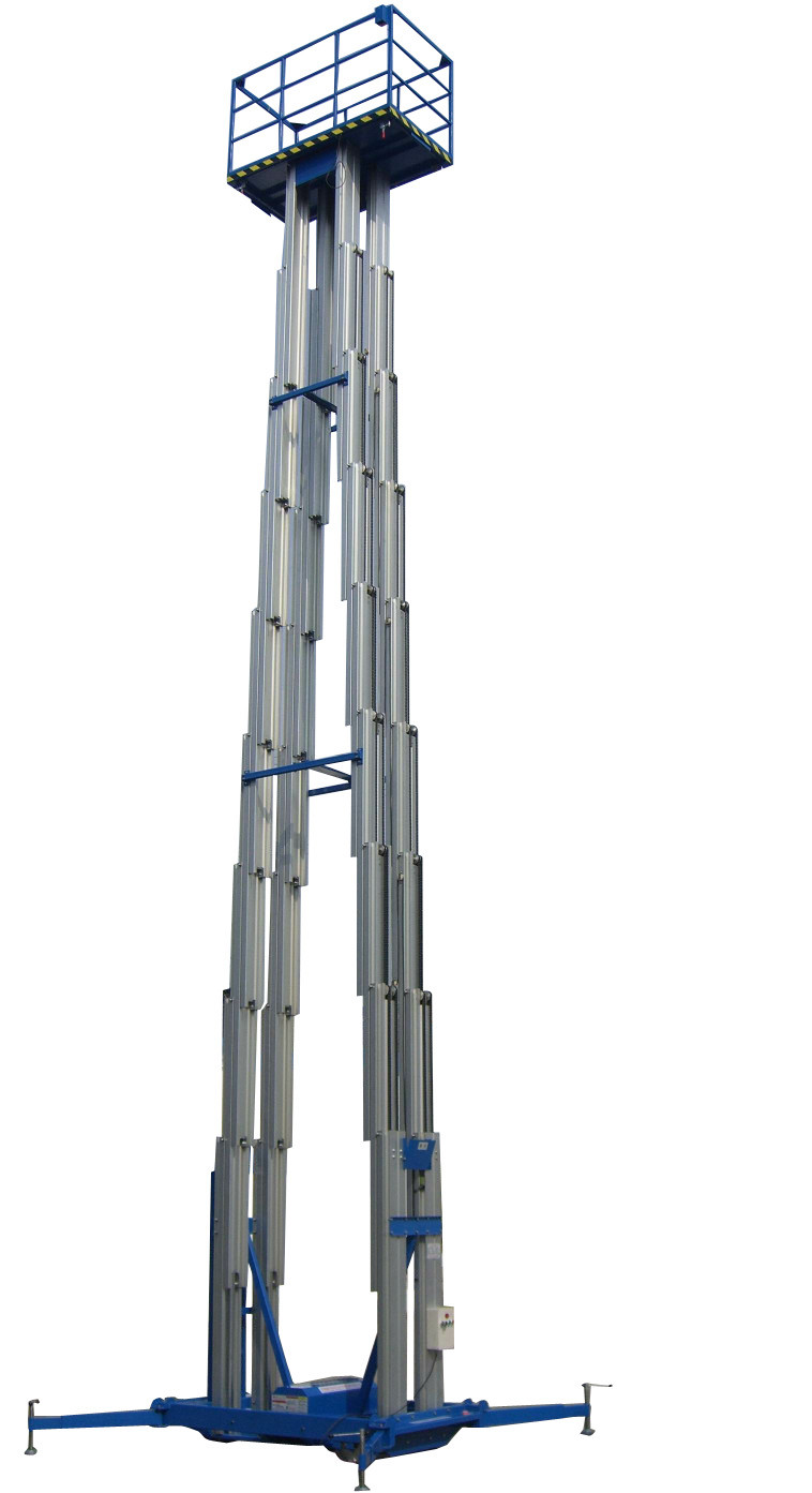 Quality 14 Meters Height 300kg Loading Capacity Quadruple Mast Insulative Portable Aerial Work Platforms for sale