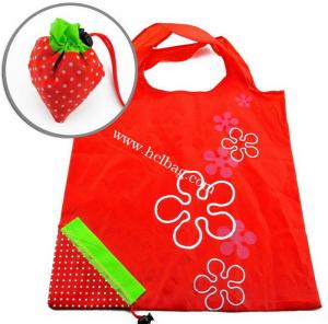 Quality reusable folding into strawberry shape shopping bag for sale