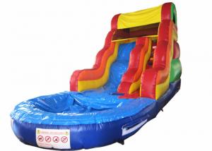 Quality Best sale rainbow inflatable water slide bright colour inflatable slide with pool for sale