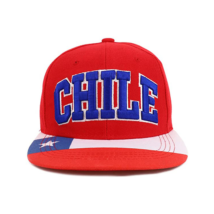 Quality 3D Embroidery Red Flat Brim Snapback Hats Custom Symbol for sale