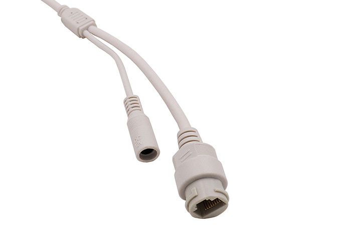 IP67 waterproof RJ45 connector with 12V DC Jack POE IP Camera white cable, ODM/OEM welcome