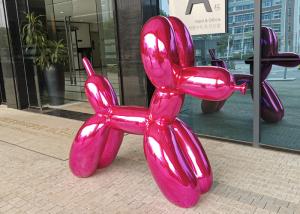 Quality Modern Art Hot Pink Balloon Dog Resin Outdoor Fiberglass Sculpture for sale
