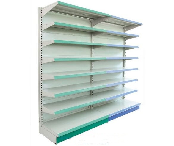 Quality Wall Gondola Supermarket Display Shelving / Heavy Duty Display Single Sided Metal Shelf for sale