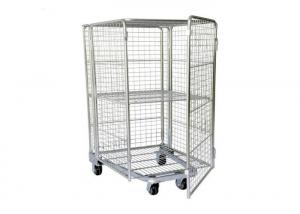 Quality Hospital Foldable Metal Cage Trolley Durable Movable For Material Handling for sale