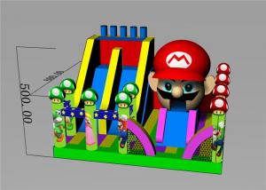 Quality Kids Mario Theme UL blower Bouncy Castle Combo Slide for sale