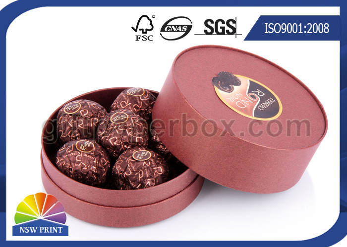 Customized Round Chocolate Packaging Box With Printing , Small Candy Coated Paper Boxes
