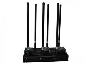 Quality 6 High Gain Antennas Black Cell Phone Signal Jammer With 2 Cooling Fans , CE SGS for sale