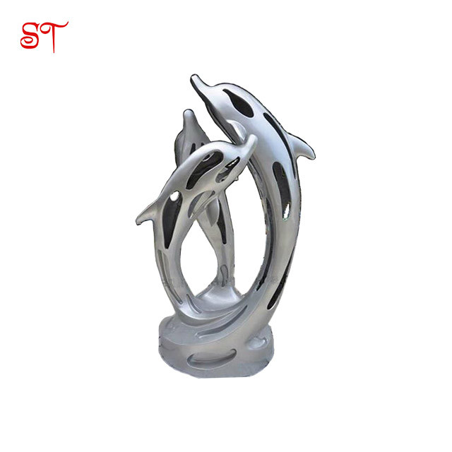 Buy Modern Famous life size Dolphins Stainless Steel Cute & Funny Vivid Animal Sculptures outdoor animal sculptures Statue at wholesale prices