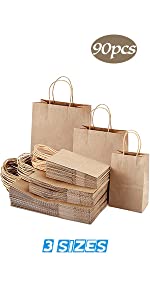 TOMNK 90PCS Brown Paper Bags Mixed Size