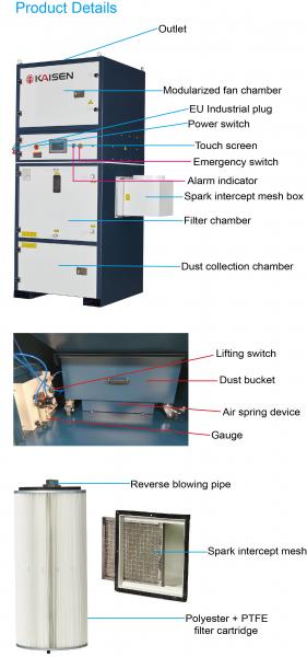 Industrial Centralized Fume Extractor Purifying System With 4 pcs Filter Cartridge KSDC-8604A1