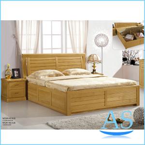 Quality china wooden bed 100% solid wood bed Beech wood High box pneumatic bed B509 for sale