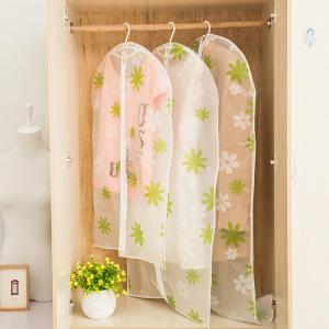 Quality Transparent closet Hanging Garment Bags flower Printed with Silver Trim Zip for sale