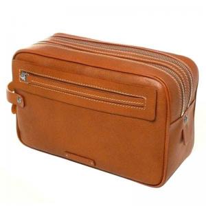 Quality brown color pu leather cosmetic bag for sale