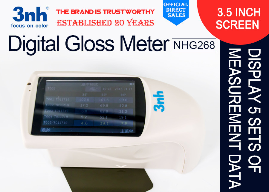 Quality Paint Paper Digital Gloss Meter NHG268 20° 60° 85° Degree Touch Screen Operation for sale