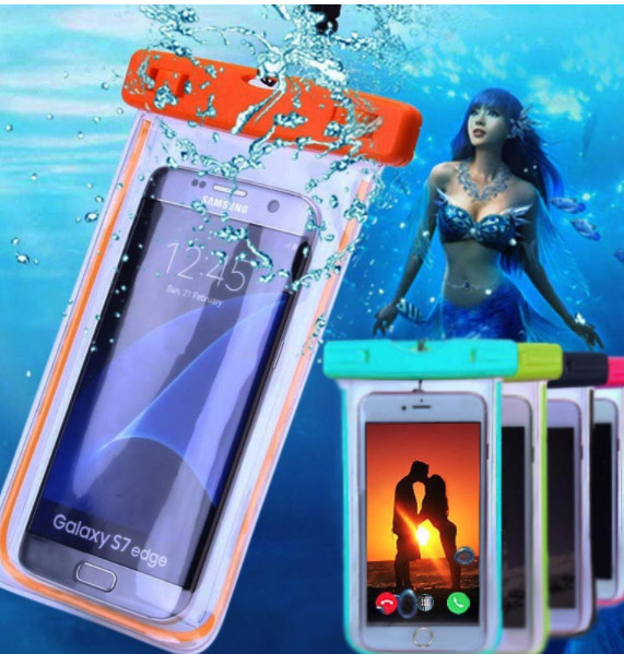 Heat Seal PVC Waterproof Phone Bag , Luminous Mobile Phone Waterproof Bag