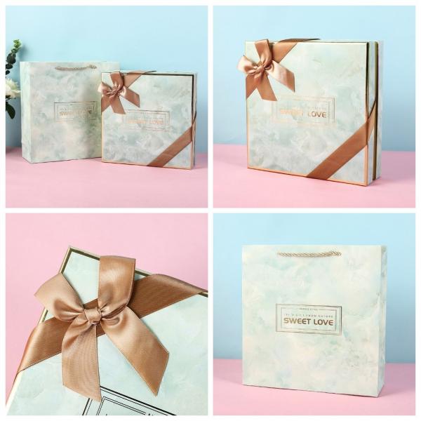 Three Colors Square Rigid Shoulder Box Packaging For Surprise Gift