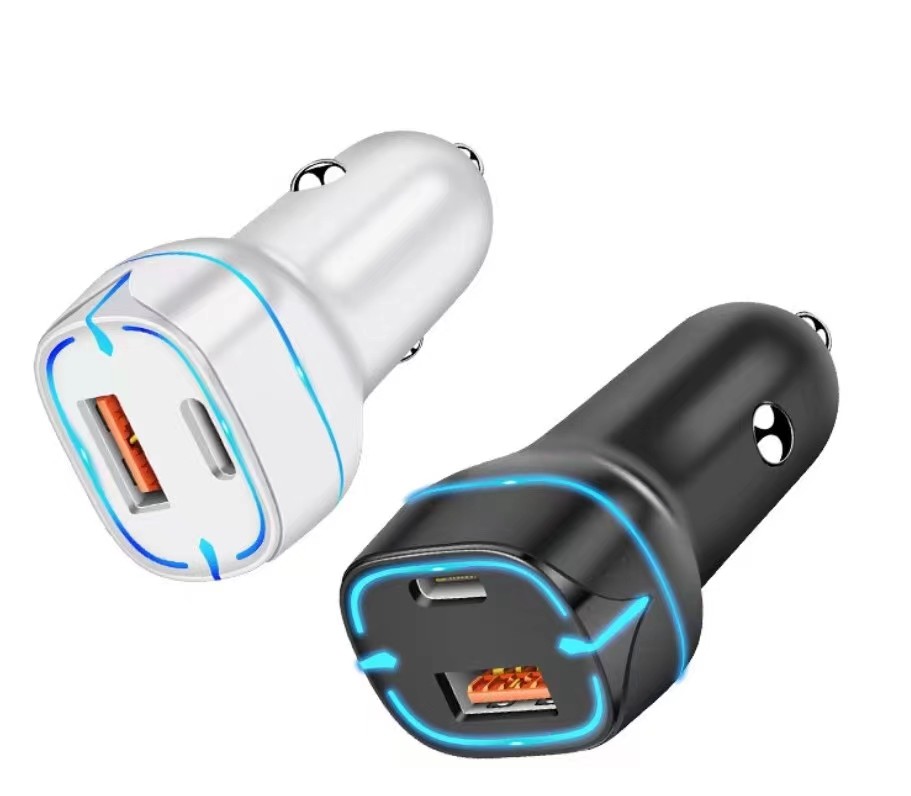 Quality QC QC3.0 PD Car Charger Type C Dual Outputs 20W 25W 30W QC4.0 Car Charger for sale