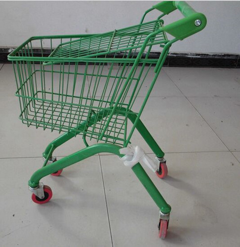 Quality Colorful European Child Size Metal Shopping Cart Wire Basket Trolley 460×330×630 mm for sale
