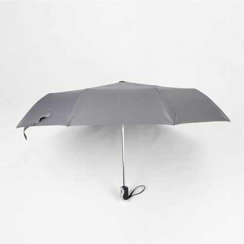 21 inch grey auto open close umbrella with silver and black rubber coating plastic handle