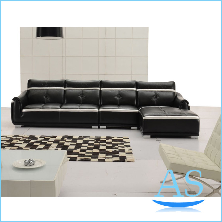 Quality china foshan office furniture modern black color Leather Sofa L shape sofa SL22 for sale