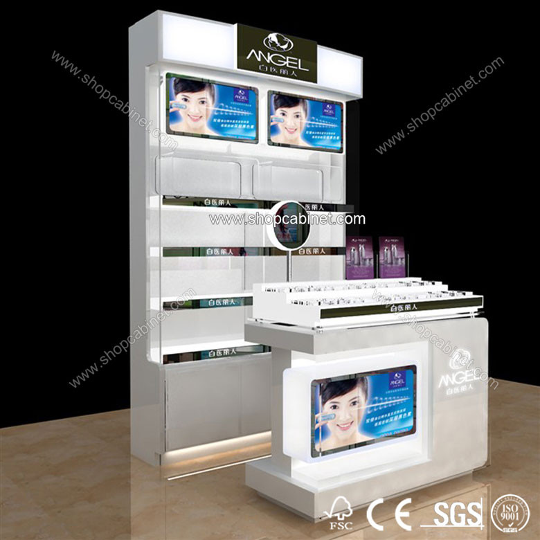 Quality HOT SALE Retail Store Design Wooden Glass Cosmetic Display Showcase for sale