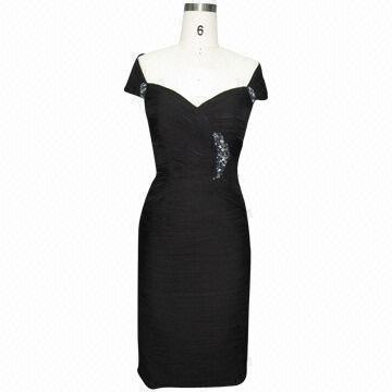 Quality 2013 Latest Cocktail Dress, Black Chiffon Women Party Wear for sale