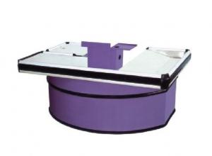 Quality Supermarket Cashier Counter Table Curved Shape 6´ Colourful Checkout Desk for sale