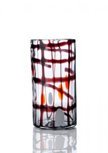 China Art Decorative Glass Vase , Transparence with Red and Black on sale