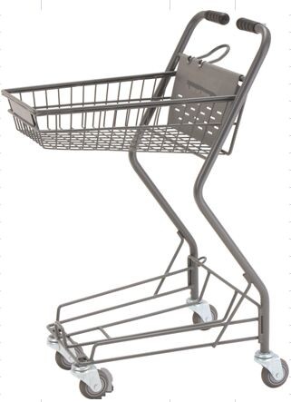 Quality Personal Shopping Carts Plastic Back Panel Swivel Wheels Shop Basket for sale