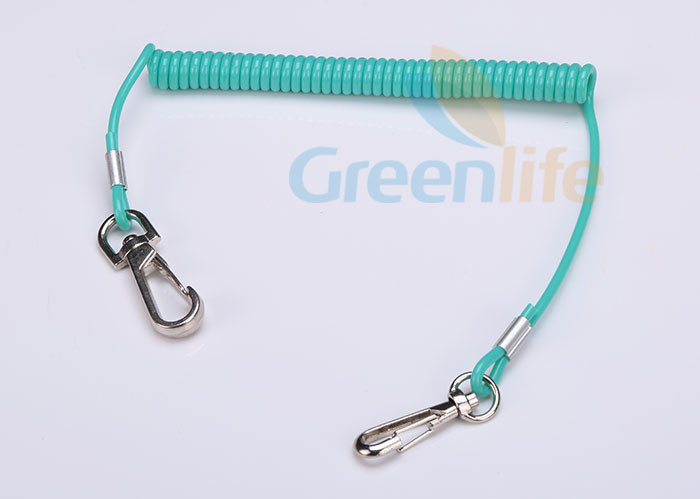 Customizable Sky Blue Coil Tool Lanyard Swivel Spring With Metal Snap Clips