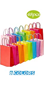 TOMNK 48PCS 8 Colors Small Paper Gifts Bags 5.2&#34; x 3.3&#34; x 8&#34;