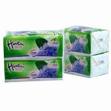 China Single-ply Facial Tissue, Available in White Color, Made of Wood Pulp on sale