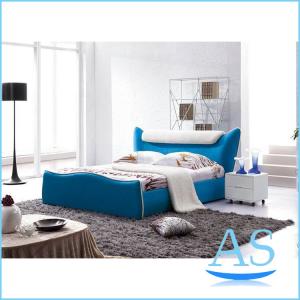 Quality China supplier wholesale fashion blue color bed sofa bed lovely model leather bed SC12 for sale