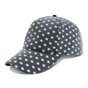 Quality Curved Brim Baseball Cap / Youth Fitted Baseball Hats With Plain Black White Dot Printed for sale