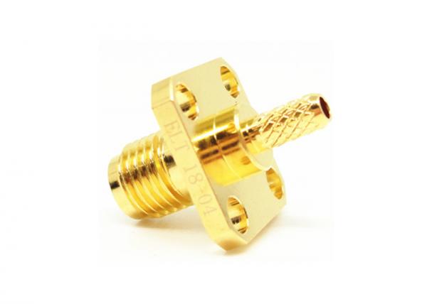 Buy 50 Ohm Female SMA RF Connector Solder Attachment 4 Hole Flange Mounting at wholesale prices