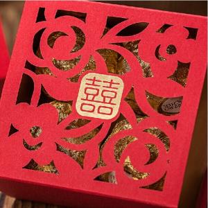 Quality Laser Cut Wedding Boxes 2014 Red Flower Paper Candy Gift Boxes as Wedding Favors Free Shipping for sale