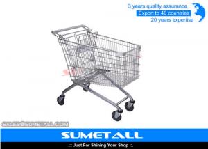 China Rolling Supermarket Shopping Trolley 4 Wheels Metal Grocery Cart Customized on sale