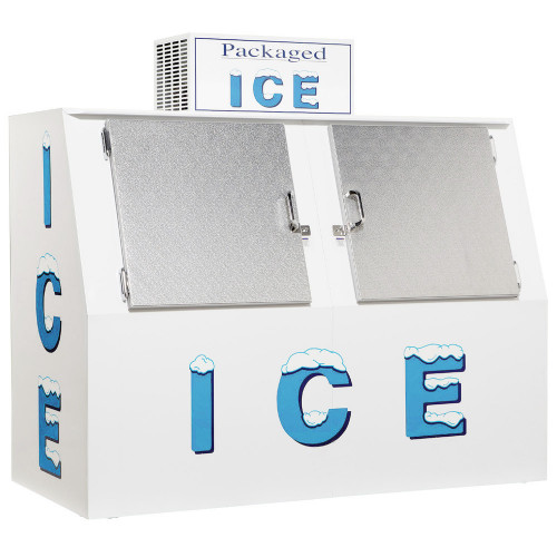 Quality Double slant doors ice merchandiser for gas station bagged ice stroaged for sale