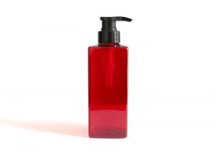 Quality Beautiful Red Cosmetic PET Bottle / Reused Empty Square Cosmetic Bottles for sale