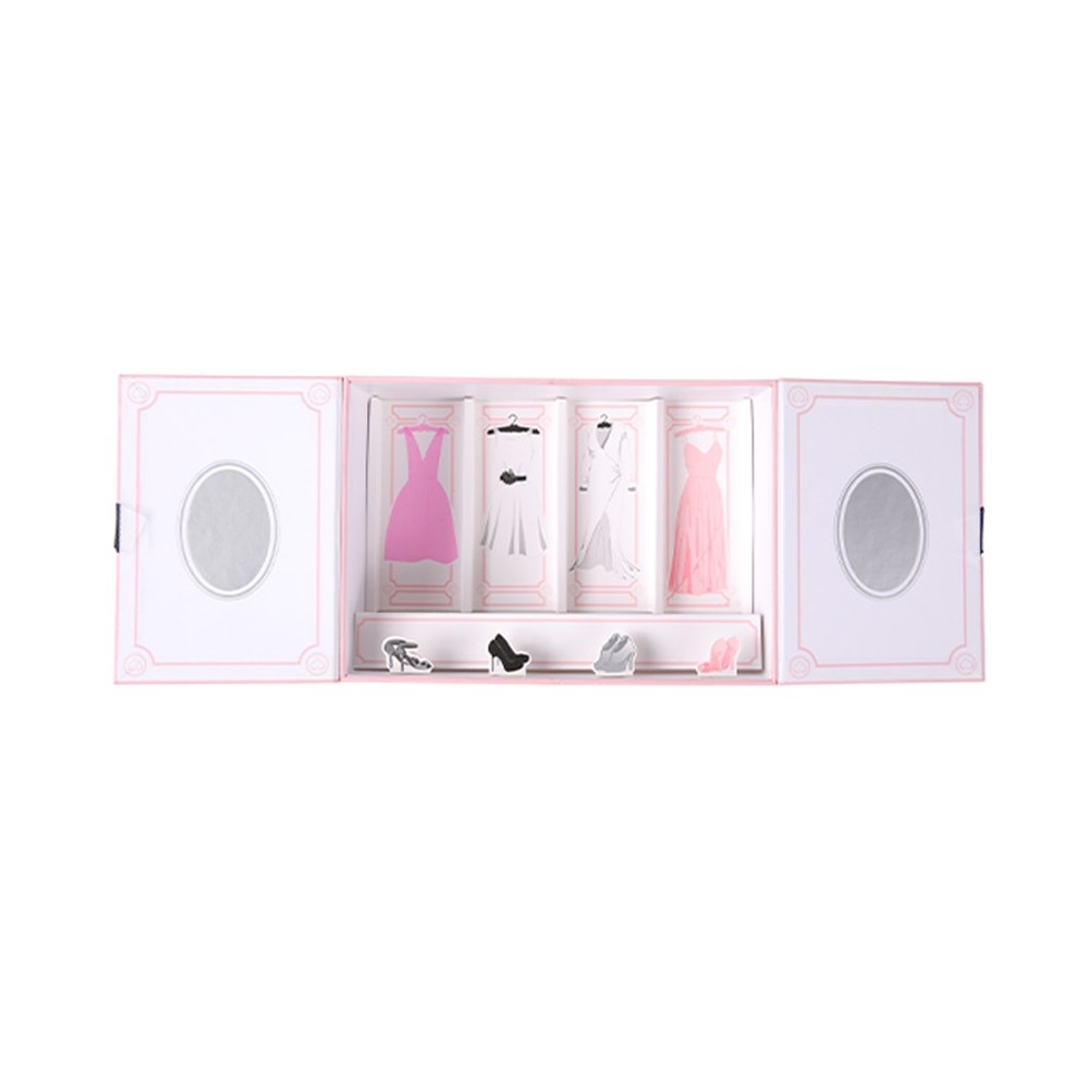 Quality Magnetic Pink OEM Customize Print Cosmetic Paper Box , Double Door Gift Box 4 Piece for sale