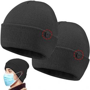 Quality Custom Button 58cm Knit Beanie Hats Easy To Wear Masks for sale