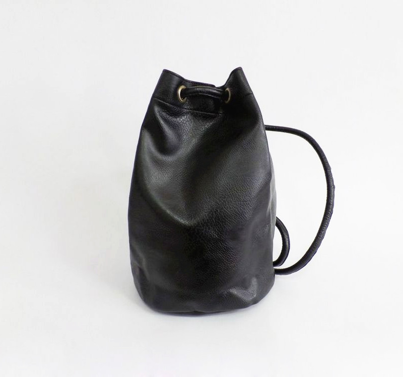 Quality round bottom black drawstring backpack for sale