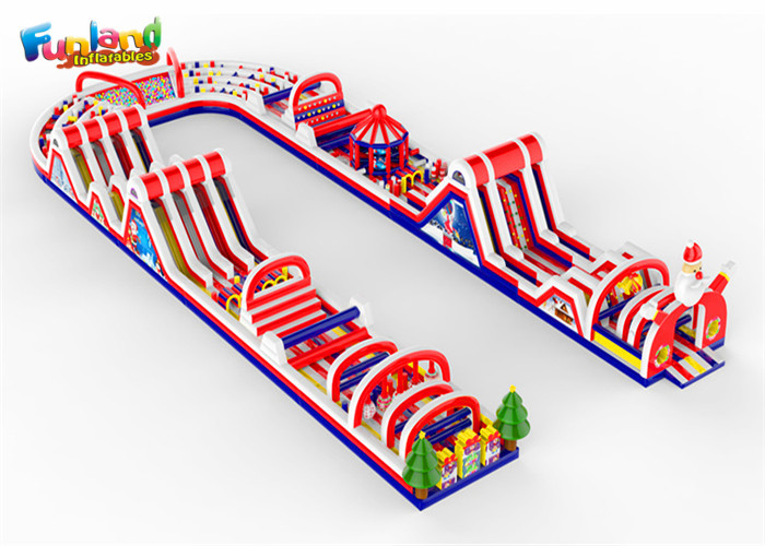 Quality Christmas Santa 5K Crazy Inflatable Obstacle Course Rental for sale